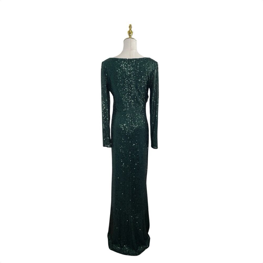 Mac Duggal 26574 Dark Green Sequin Long Sleeve Gown Size 6 $398 - Picture 6 of 7